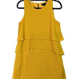 Banana Republic Women size 2 Tiered Lined Dress Mustard Sleeveless Pockets